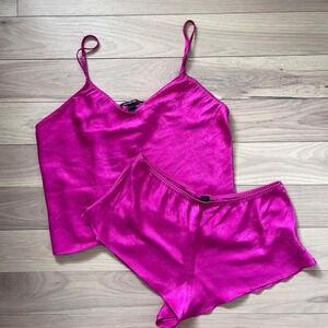 y2k victoria secret satin fuschia pajama set womens sz XL fairycore glam